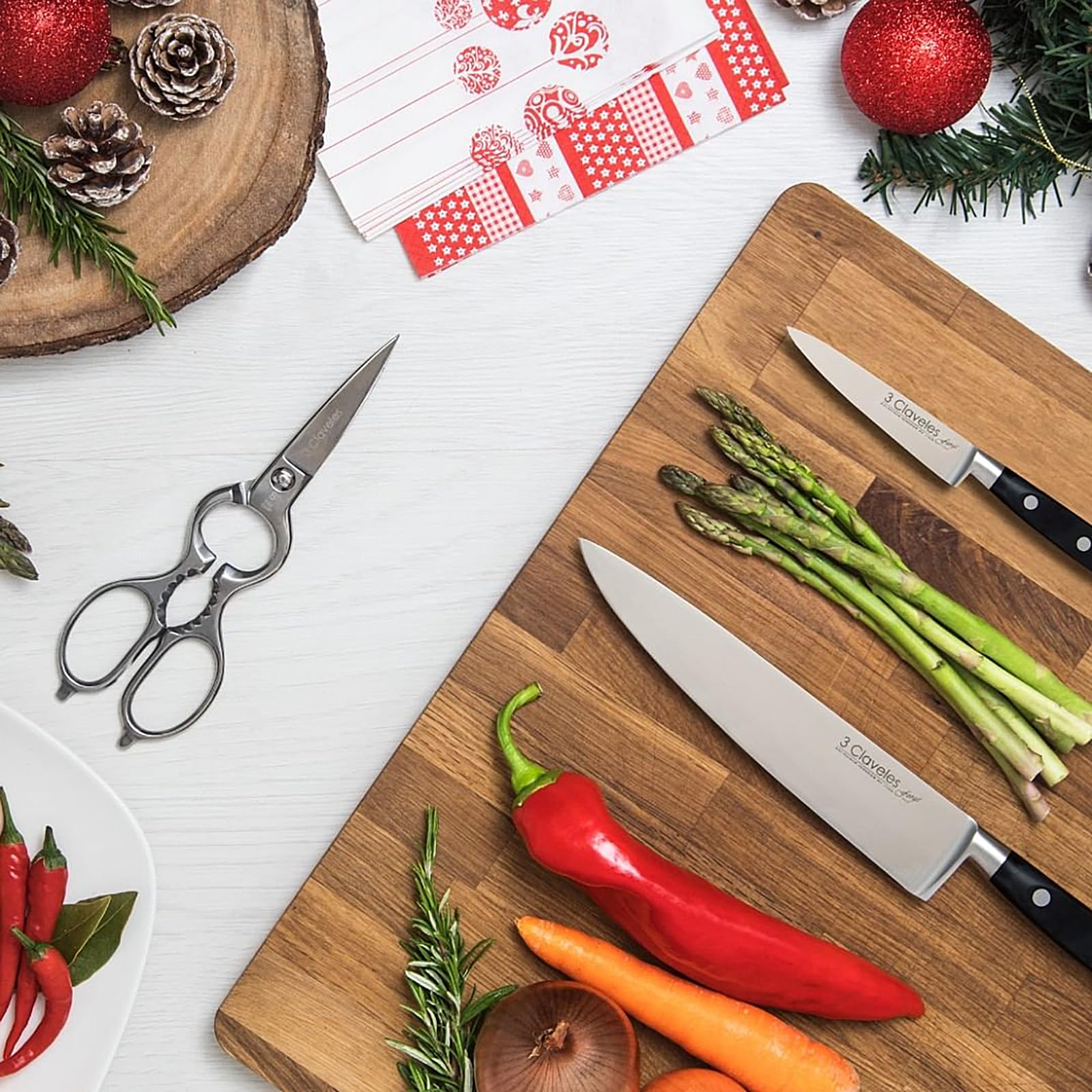 3 Claveles Forgé - Coltello Santoku alveolato forgiato, 17 cm