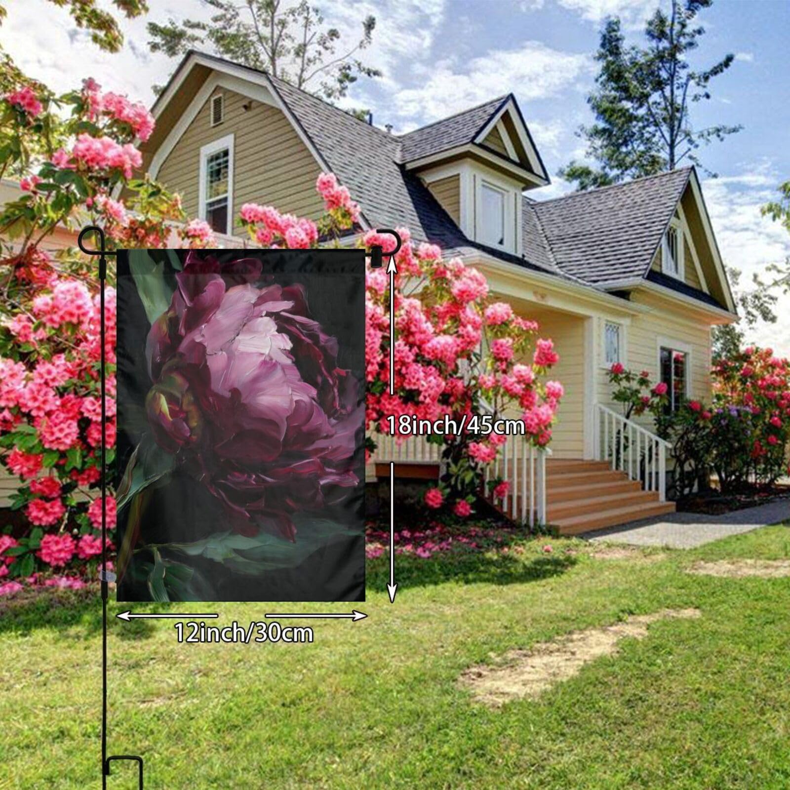 Dark Burgundy Peony Garden Flag 12x18 Vertical Double Sided Farmhouse Holiday Outside Decorations Yard Flag