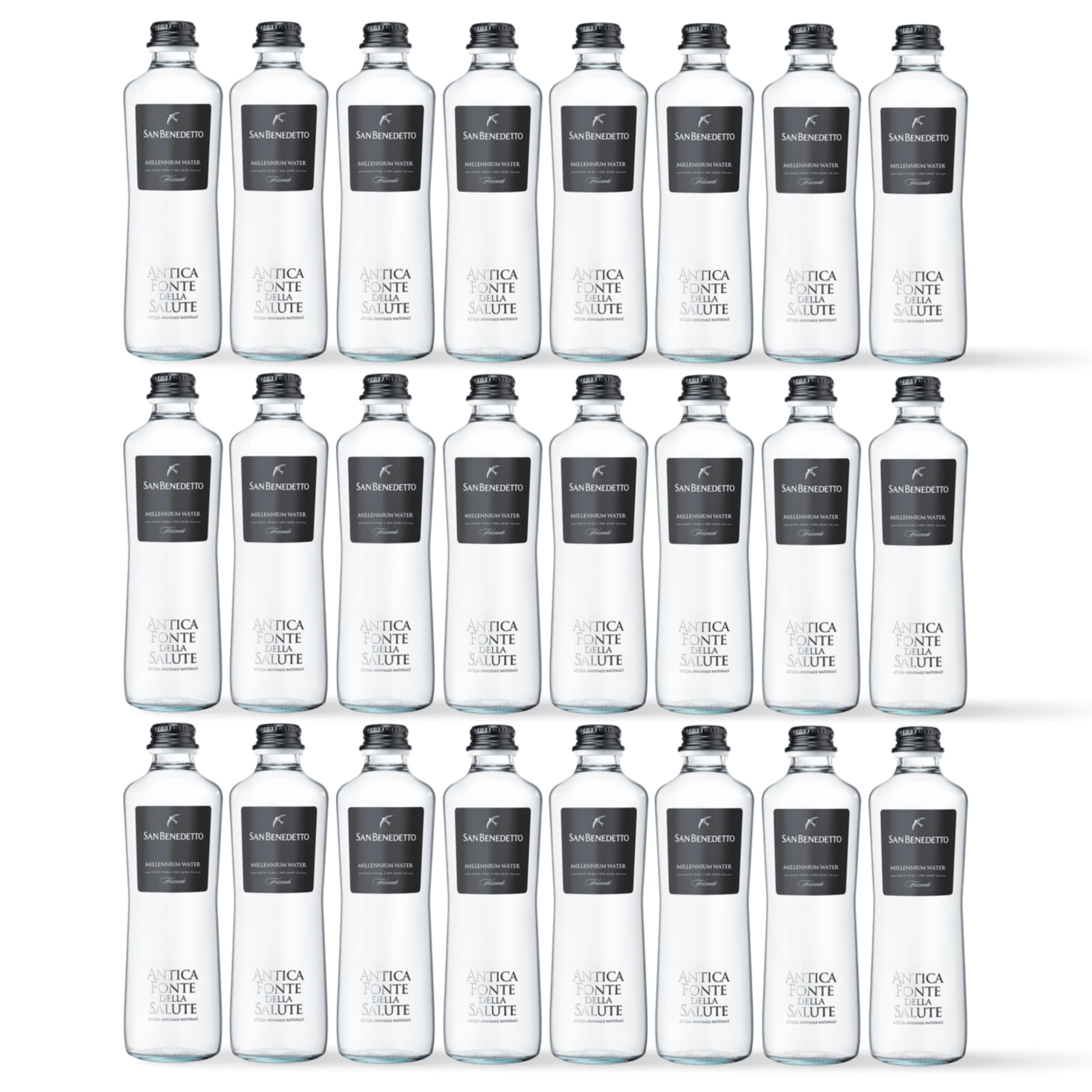 Acqua San Benedetto Frizzante Antica Fonte della Salute | Premium Water | Confezione da 24 Bottiglie in Vetro da 330ml