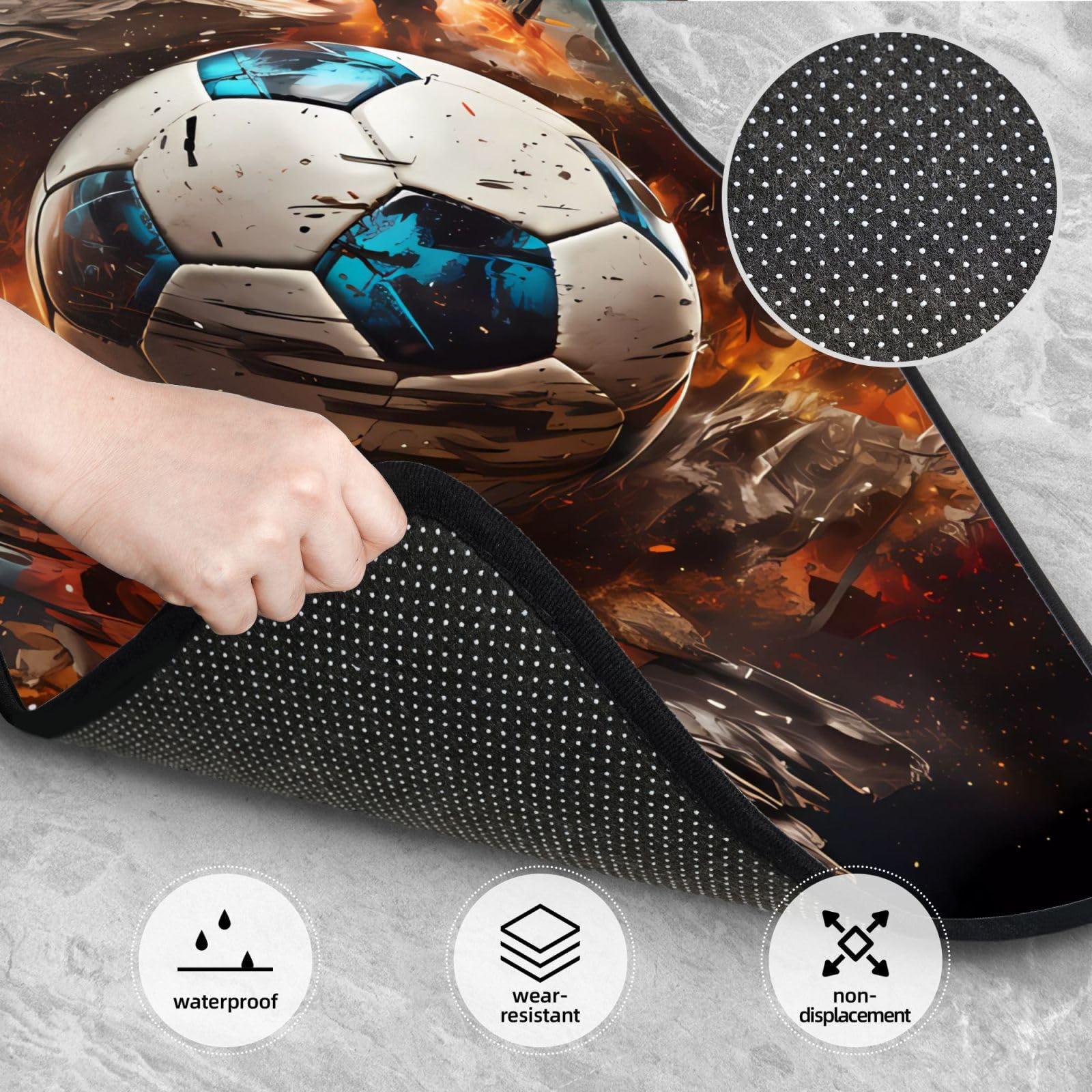 Firecracker Soccer Crystal Tapis de voiture en velours - Accessoires d'intérieur pour camionnettes, berlines, camions, etc.