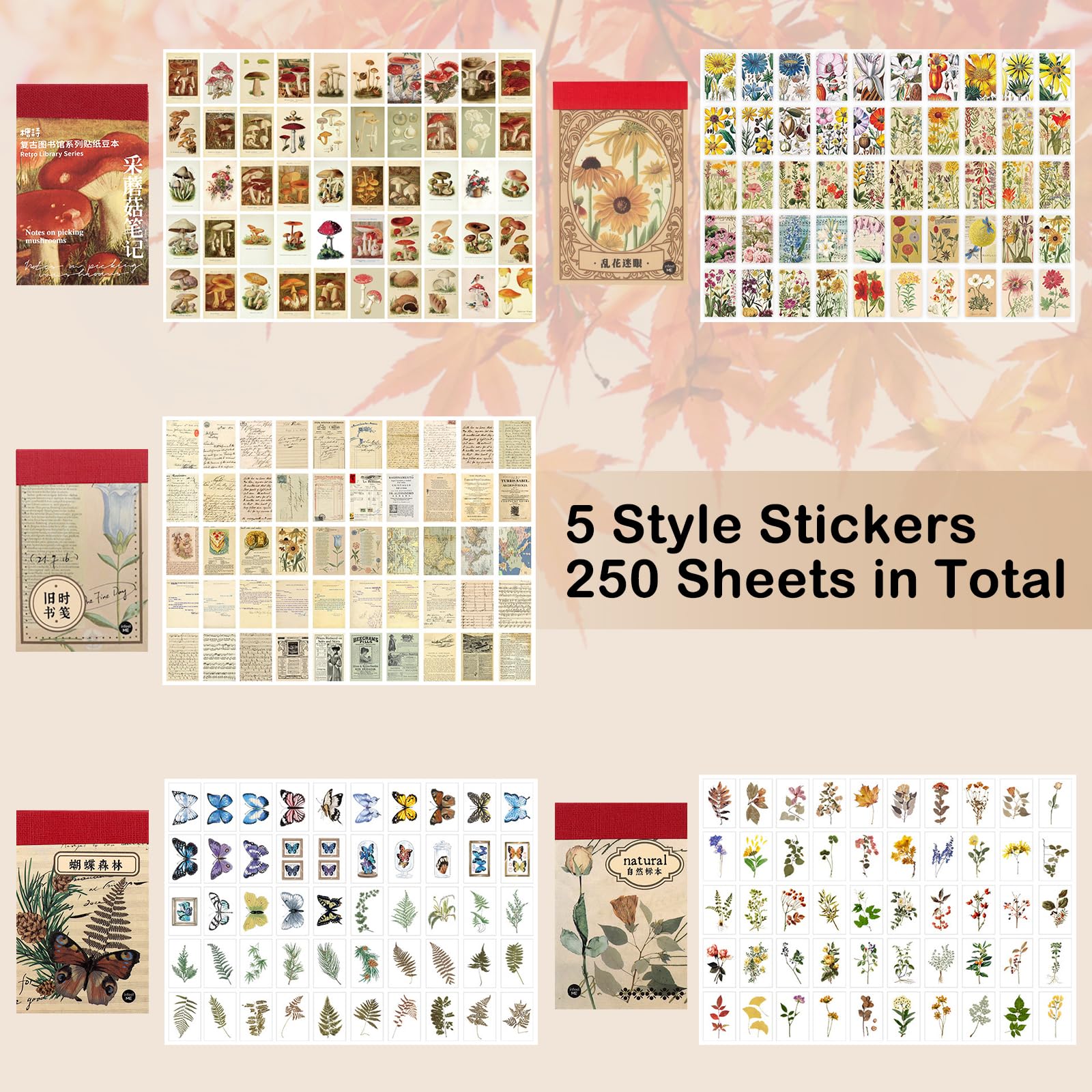 Set di 450 adesivi Washi, 9 set di album per scrapbooking, agenda, diario, quaderno, scrapbooking, adesivi, forniture per fai da te, artigianato, biglietti, decorazioni per laptop