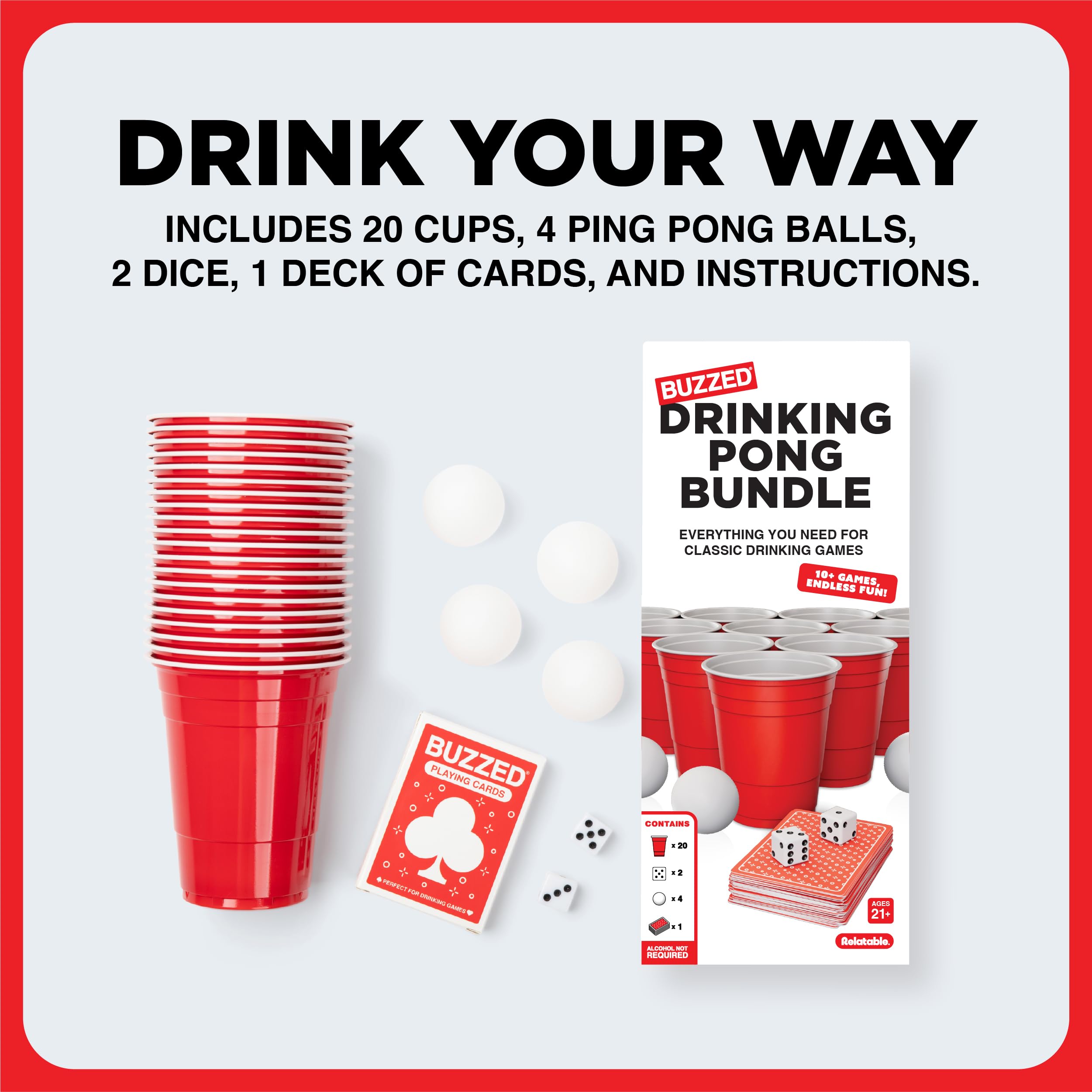 Buzzed Drinking Pong Bundle - Party Games for Adults -3