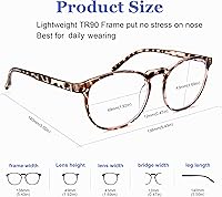 Vista 5 de Lentes de bloqueo de luz azul para mujeres y hombres, redondos, retro, antifatiga ocular, para juegos de computadora (leopardo + cristal)