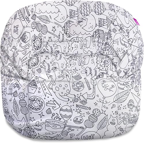 Miniatura 685 de Posh Creations Puf estructurado cómodo para jugar, leer y ver la televisión, Malibu Lounge, tela de lona para colorear, criaturas Criaturas de tela