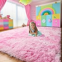 Vista 63 de Amdrebio alfombras azules y púrpuras de arcoíris de sirena para decoración de habitación de niñas, alfombras de área de 5 x 8 pies mullidas y kawaii