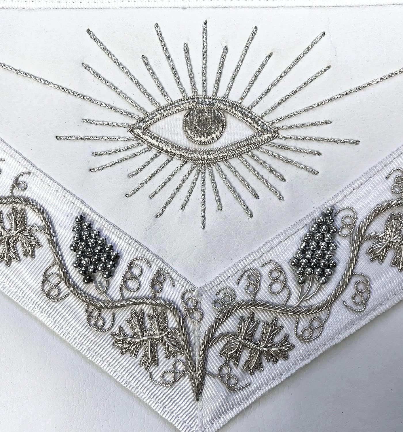 Bricks Masons Master Mason Grand White Hand Embroided Apron with Square Compass G
