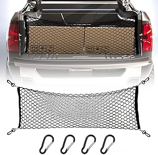 Cargo Net for Pickup Truck Bed, Elastic Mesh Net Organizer with 4 Hooks, Compatible with Ford F150, GMC, Truck Cargo Organizer Storage Nylon Universal Heavy Duty Net Fit 52inchx 18inch Cargo Net