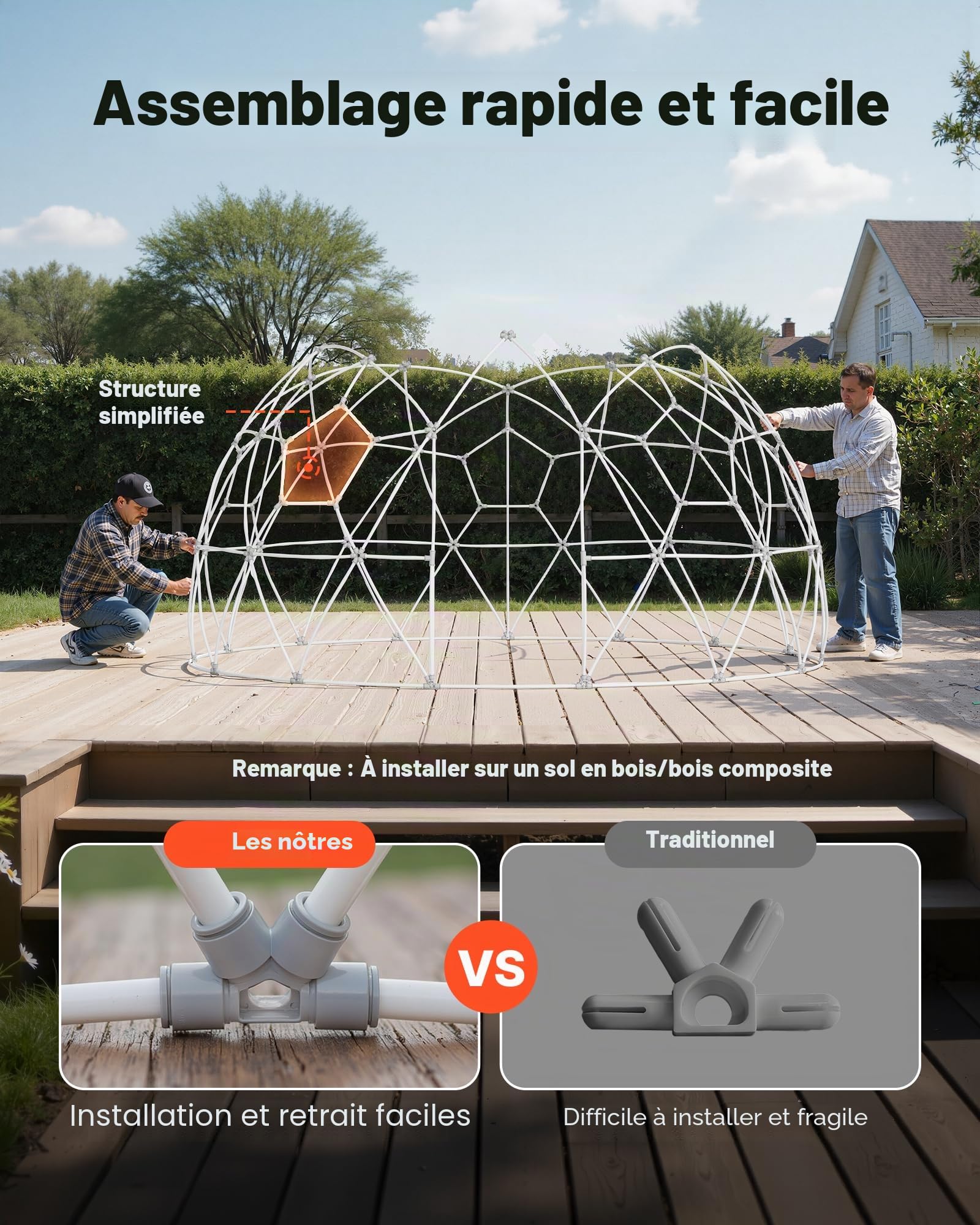 VEVOR Tente à Bulle Dôme, 2,9 x 1,7 m, Tente Igloo Bulle Transparente Résistante, 2 à 4 Personnes, avec Fenêtres pour Extérieur, Camping, Terrasse, Arrière-Cour, Jardin, Fêtes, Anniversaires, Mariage | Serre dôme géodésique en PVC résistant aux intempérie
