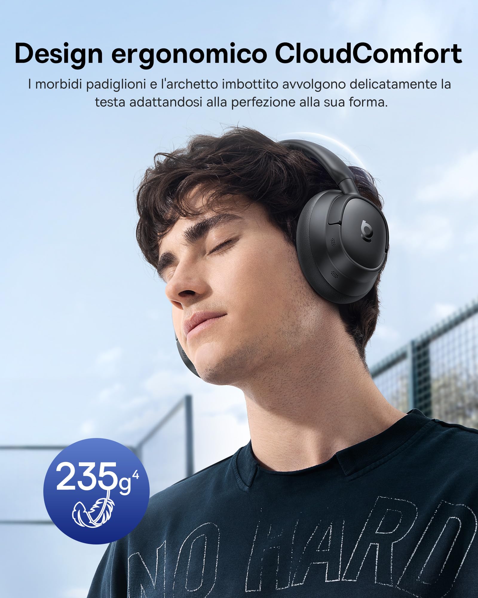 Baseus EH10 NC Cuffie Bluetooth con Cancellazione del Rumore Ibrida Attiva -45 dB, Cuffie Over-Ear Hi-Res & Audio LDAC con 5 Microfoni AI, 80 h di Autonomia, Bluetooth 6.0, Connessione Multipunto