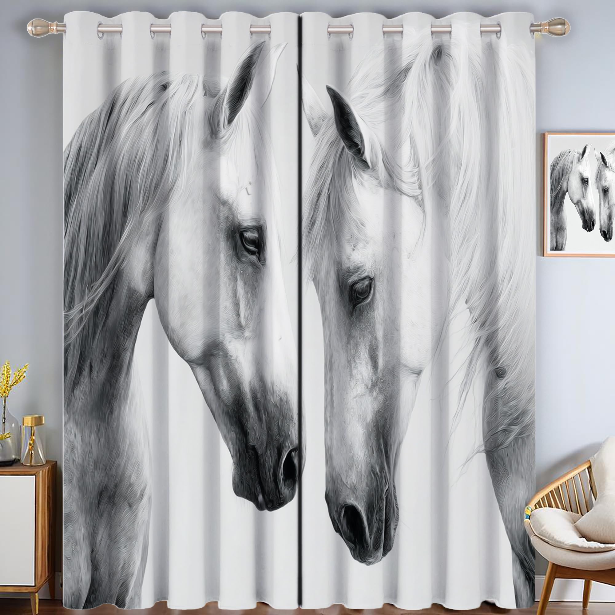 Rideau occultant style encre lot de 2 pour chambre parentale et salon