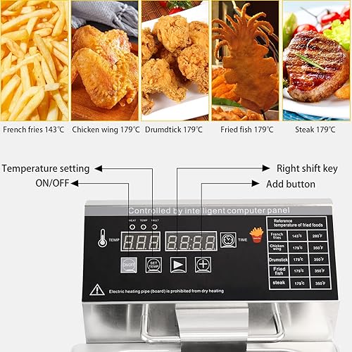 Miniatura 6 de Freidora eléctrica con cesta y tapa, capacidad de 8 litros, freidora eléctrica con control inteligente de temperatura para el hogar, cocina y