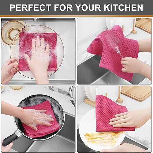 Miniatura 32 de Kitinjoy - Paños de cocina 100% algodón, paquete de 6 paños de cocina ultra suaves y absorbentes para secar platos, toallas de cocina de secado