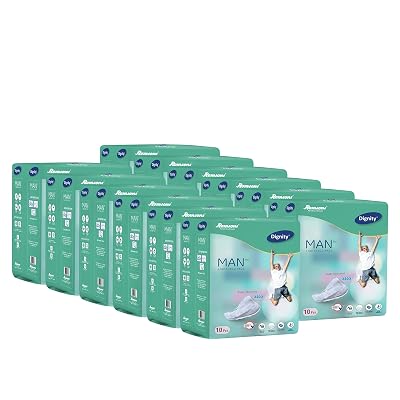 Dignity Man Light Incontinence Pads, Super Absorbent (Pack of 1) 10 Pieces