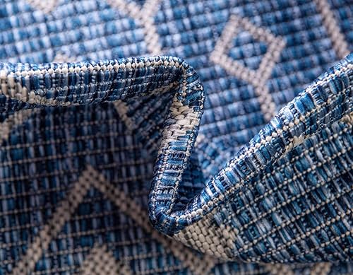 Miniatura 7 de Unique Loom Outdoor Trellis Collection - Alfombra de área, enrejado tribal (10 x 13 pies 1 pulgada, rectangular, azulmarfil)