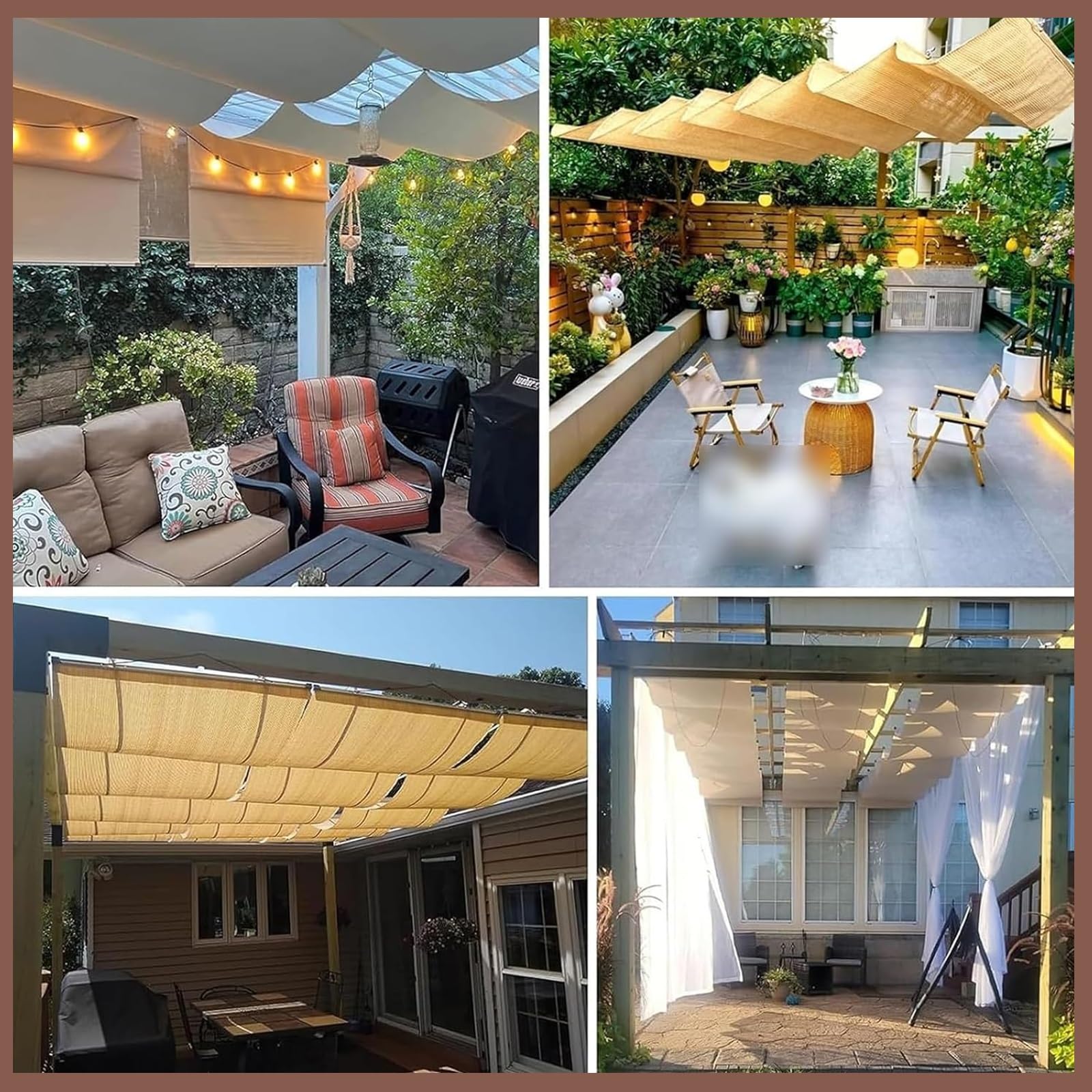 Tenda a baldacchino retrattile a forma di U, per esterni, pergola, gazebo, terrazza e giardino, 1,5 m x 3 m, impermeabile, per patio, protezione solare e resistenza ai raggi UV