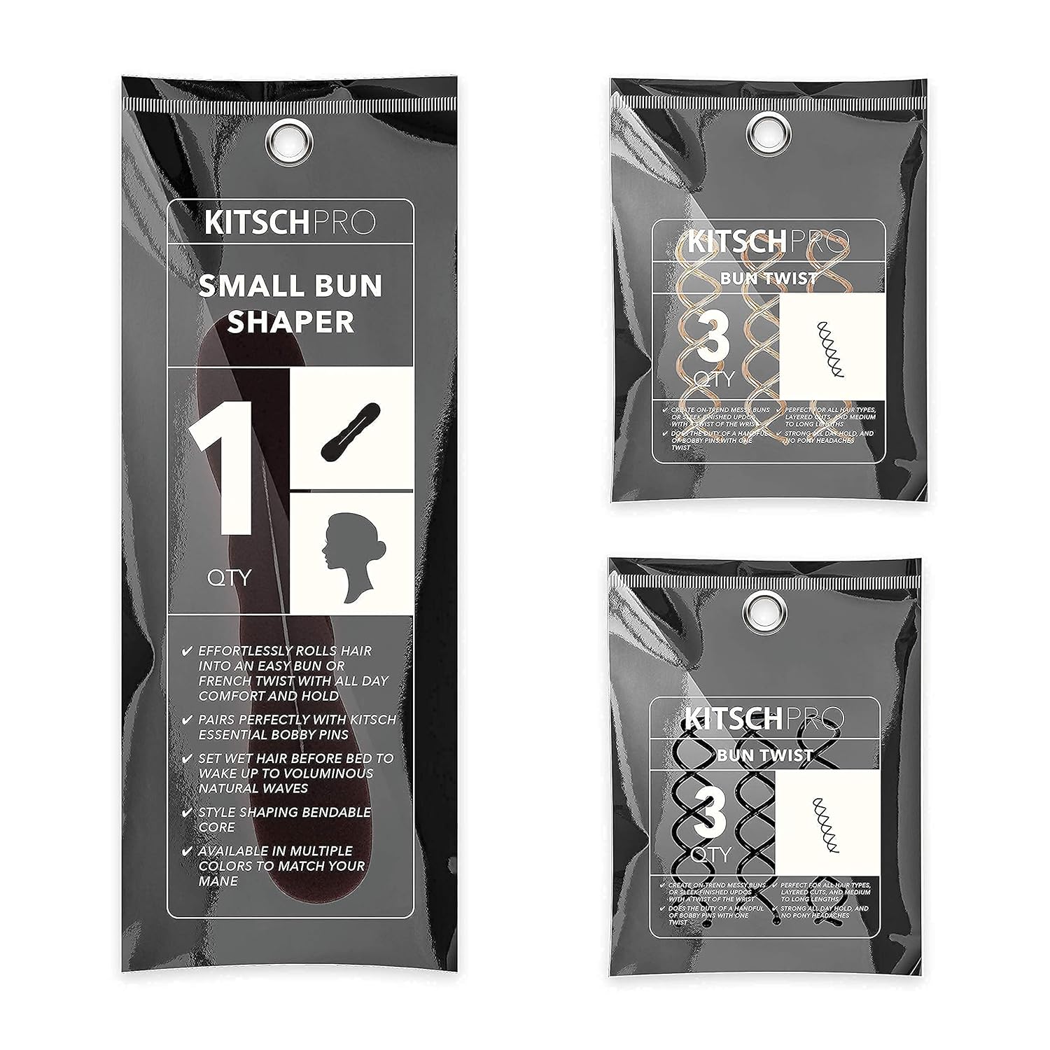 Kitsch Bun Twist Spin Pins and Bun Shaper Pro Hair Back to School Bundle (Rose Gold, Black, Brown) : Beauty & Personal Care