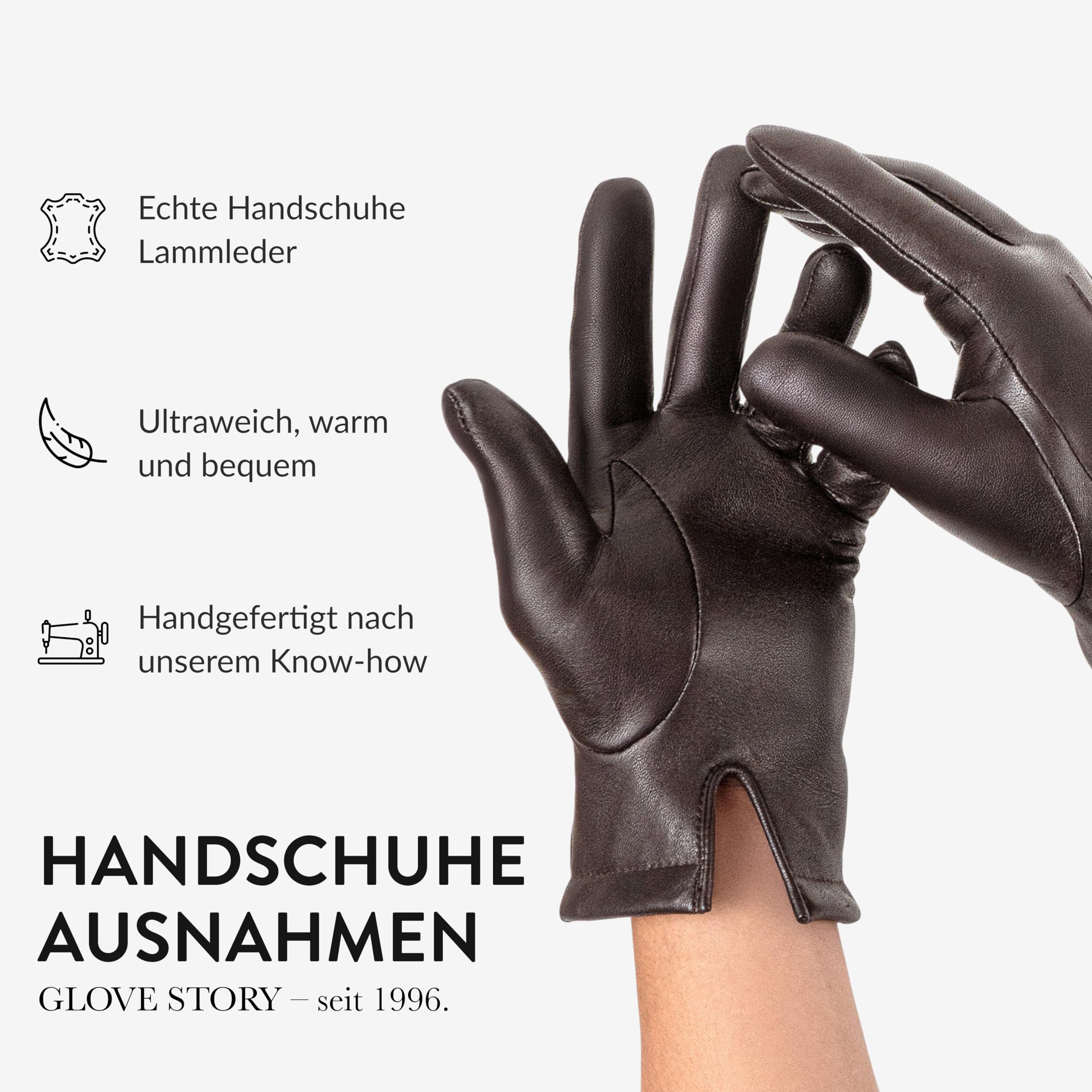 GLOVE STORY Herrenhandschuhe aus Lammleder mit 100% warmer Polyesterfutterung – Elegantes, weiches und bequemes Material – Ideal für den Winter – Handgefertigte Herstellung