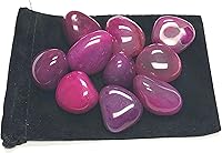 Vista 2 de Ágata teñida en trozos grandes de 1 pulgada con bolsa de terciopelo (1 libra, rosa)