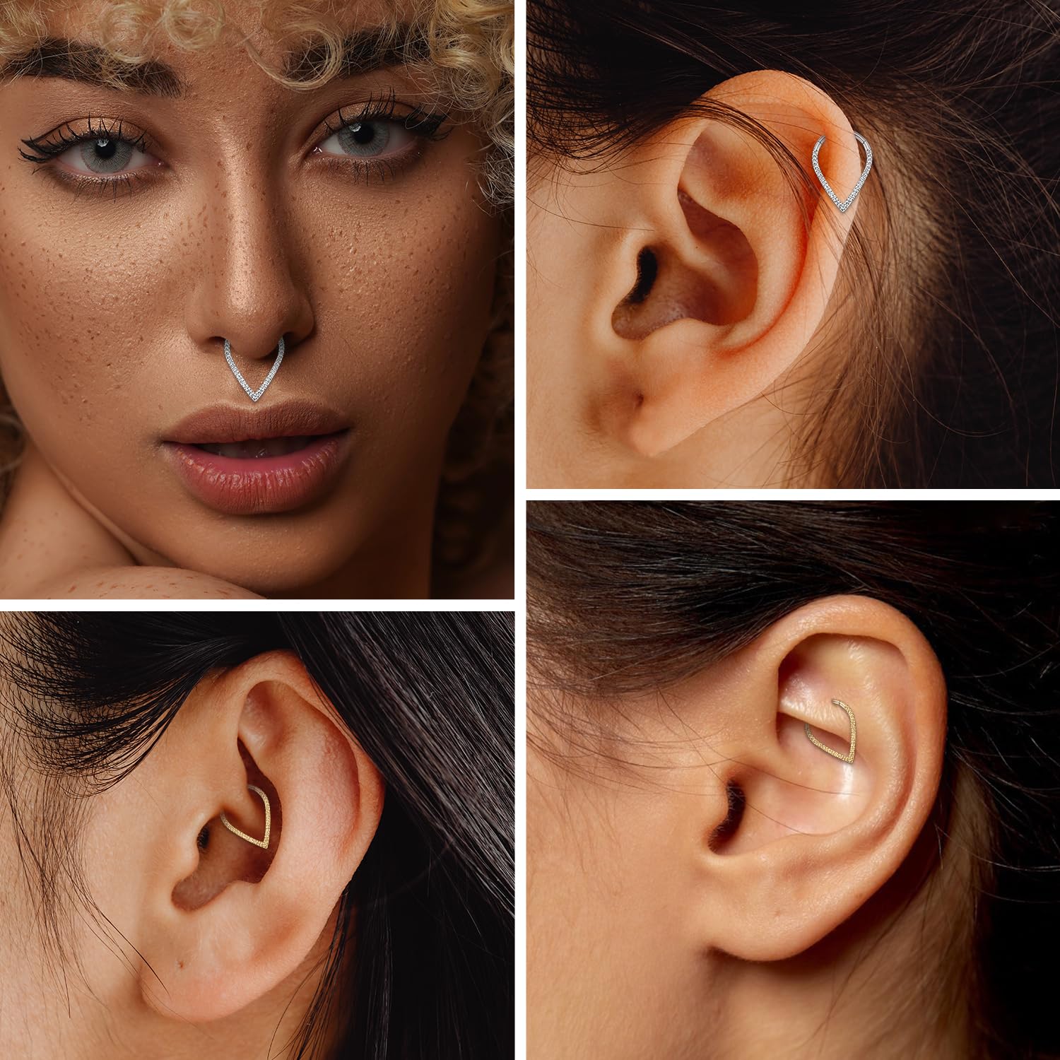 hengkaixuan Teardrop Daith Earrings Septum Jewellery Nose Hoop Ring Surgical Steel Daith Rook Tragus Piercing Jewellery Septum Clicker Ring Small Hoop Earring — view 4