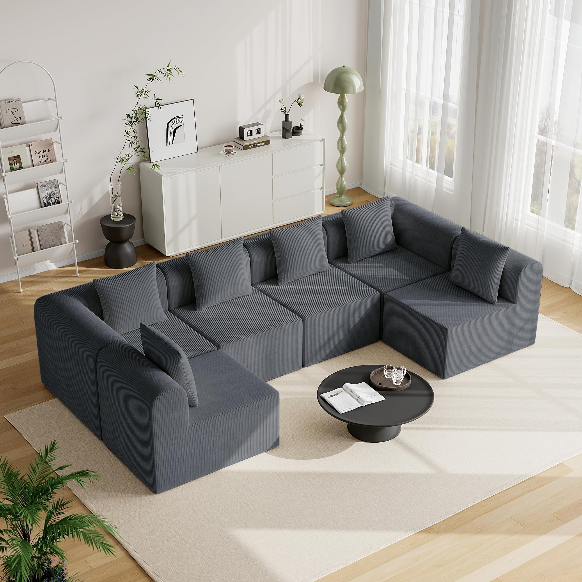 wanan 172'' Modular Sectional Couches for Living Room L-Shape Cloud Sofa Couch with Deep Seat, High Density Memory Foam, Boneless Upholstered Couches, Easy Assembly(Dark Gray 6 Seats)Global Recycled StandardGlobal Recycled StandardGlobal Recycled Standard