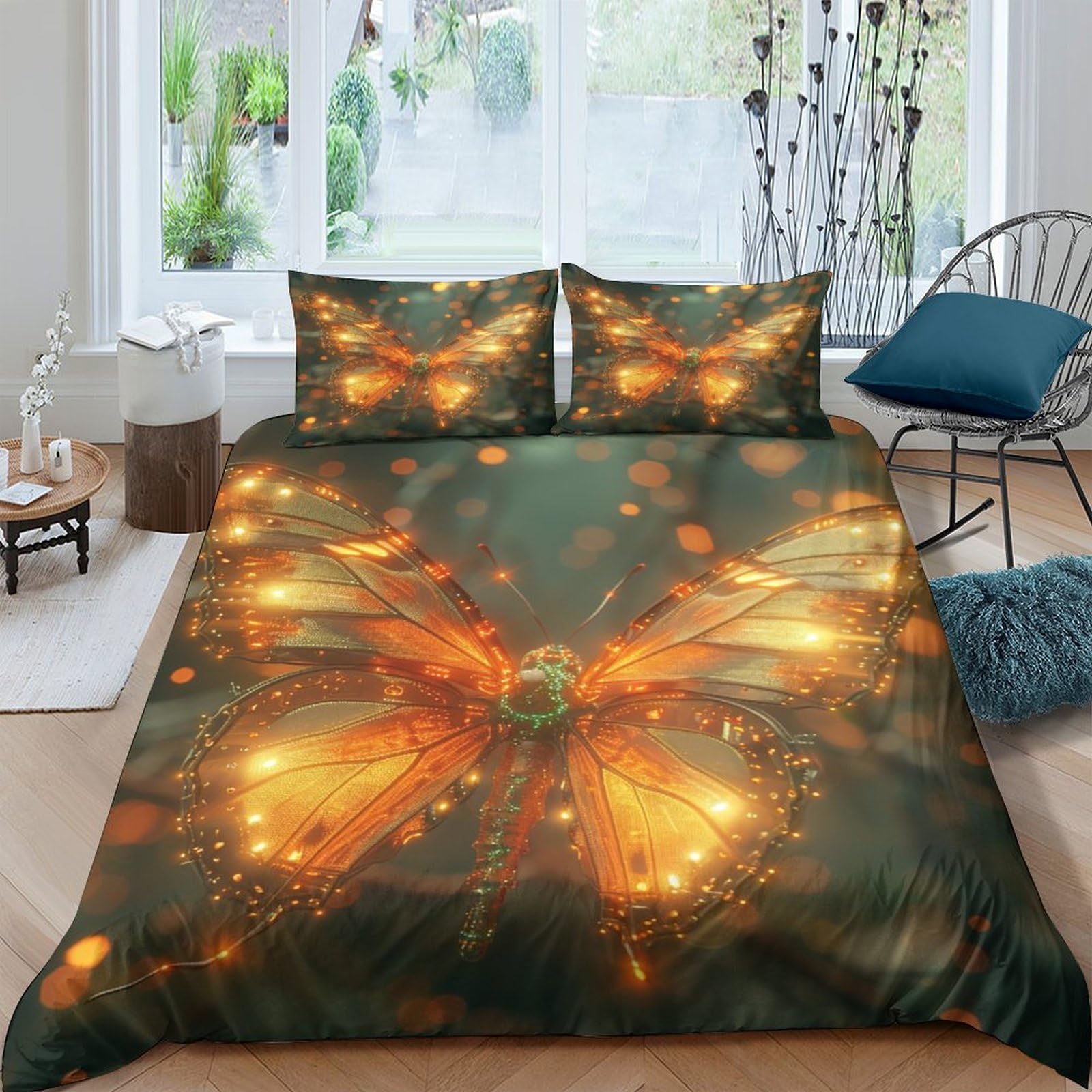 BARDYS Butterfly Duvet Cover Set for Adults 3D Printed Bedding Set Moths Comforter Cover Soft Microfiber with Zipper Quilt Cover with Pillowcaser King（220x240cm）