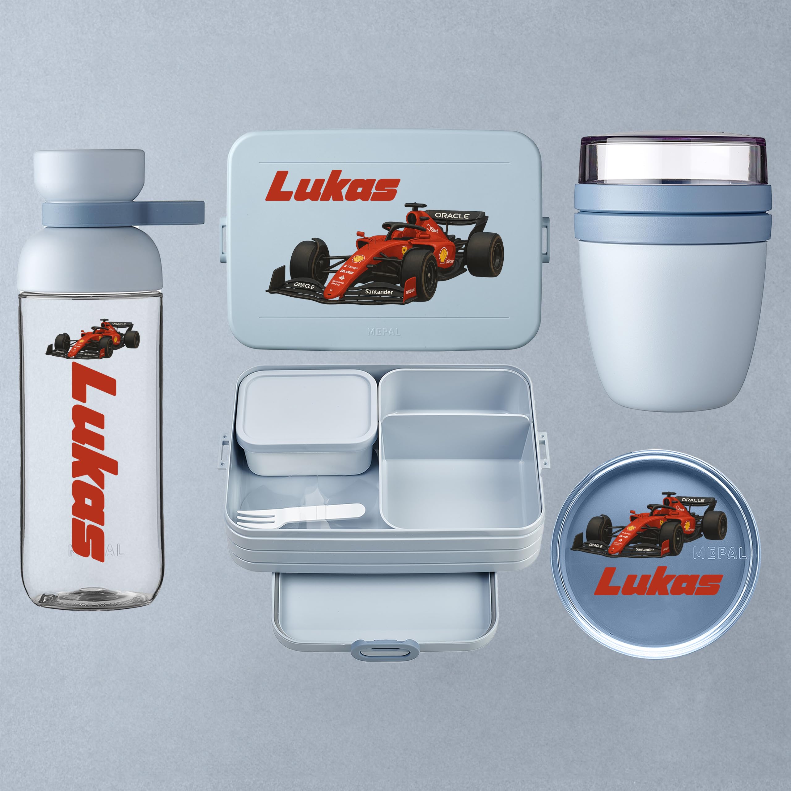 Mepal Personalisierte Brotdose Trinkflasche | Formel Rennwagen Rennsport 1