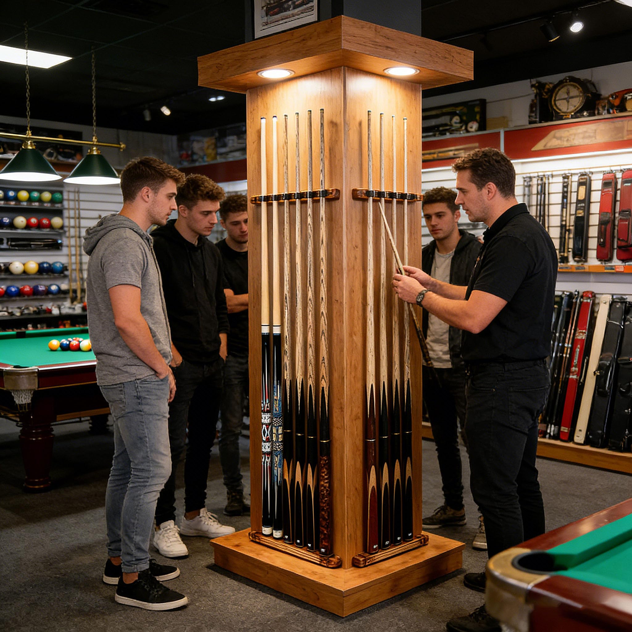 6 Pool Queue Halter Wand montiert Pool Queue Rack Holz Farbe Pool Queue Stand, Wand montiert Billard Stick Halter, Clip Zubehör für Snooker Spiele Billard Clubs Bars Billard Spieler