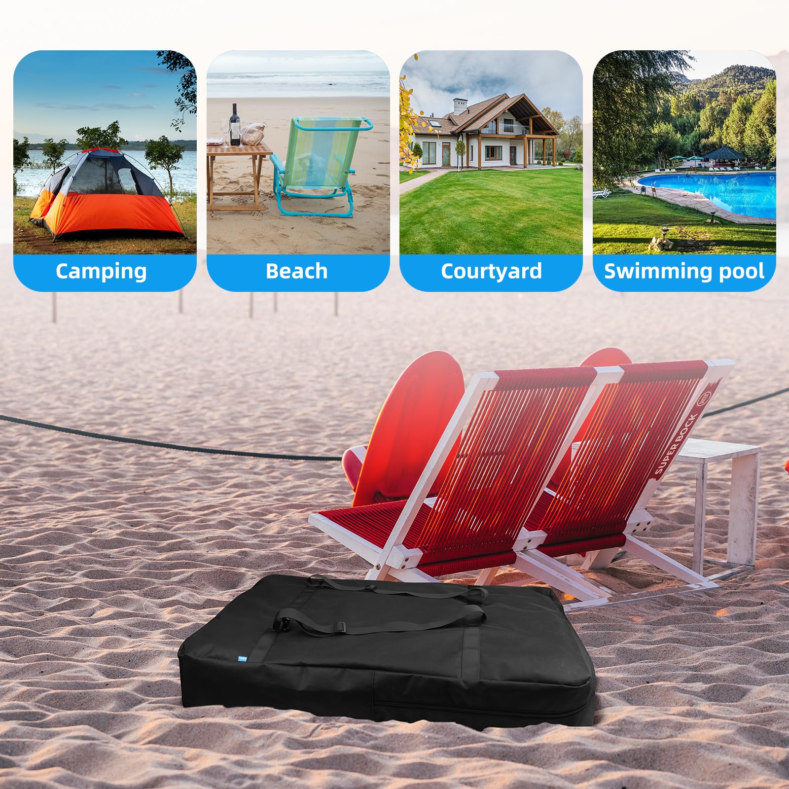 Bolsa de repuesto plegable para silla con correa de hombro ajustable y apertura de cremallera para silla de campamento, silla de salón plegable, silla de gravedad cero, bolsa de almacenamiento 4
