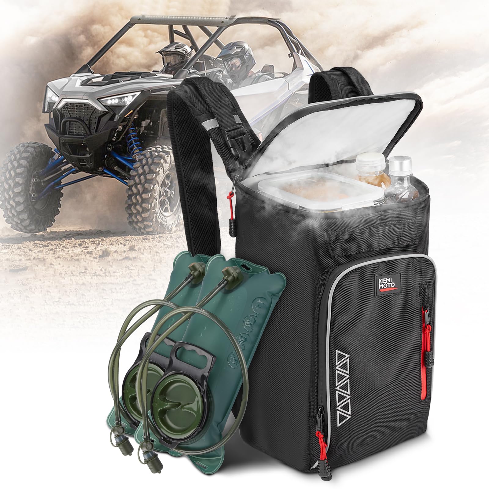KEMIMOTO X3 XP 1000 2-in-1 Cooler Storage Bag - Upgraded Shoulder Console and Seat Center Cargo Bag with 2 Hydration Backpacks Compatible with Polaris RZR XP 1000,PRO XP, Can Am Maverick X3