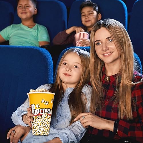 Miniatura 5 de Juego de 3 recipientes de plástico para palomitas de maíz, reutilizables de 7 pulgadas de alto x 4.5 pulgadas de diámetro, perfectas para noches de