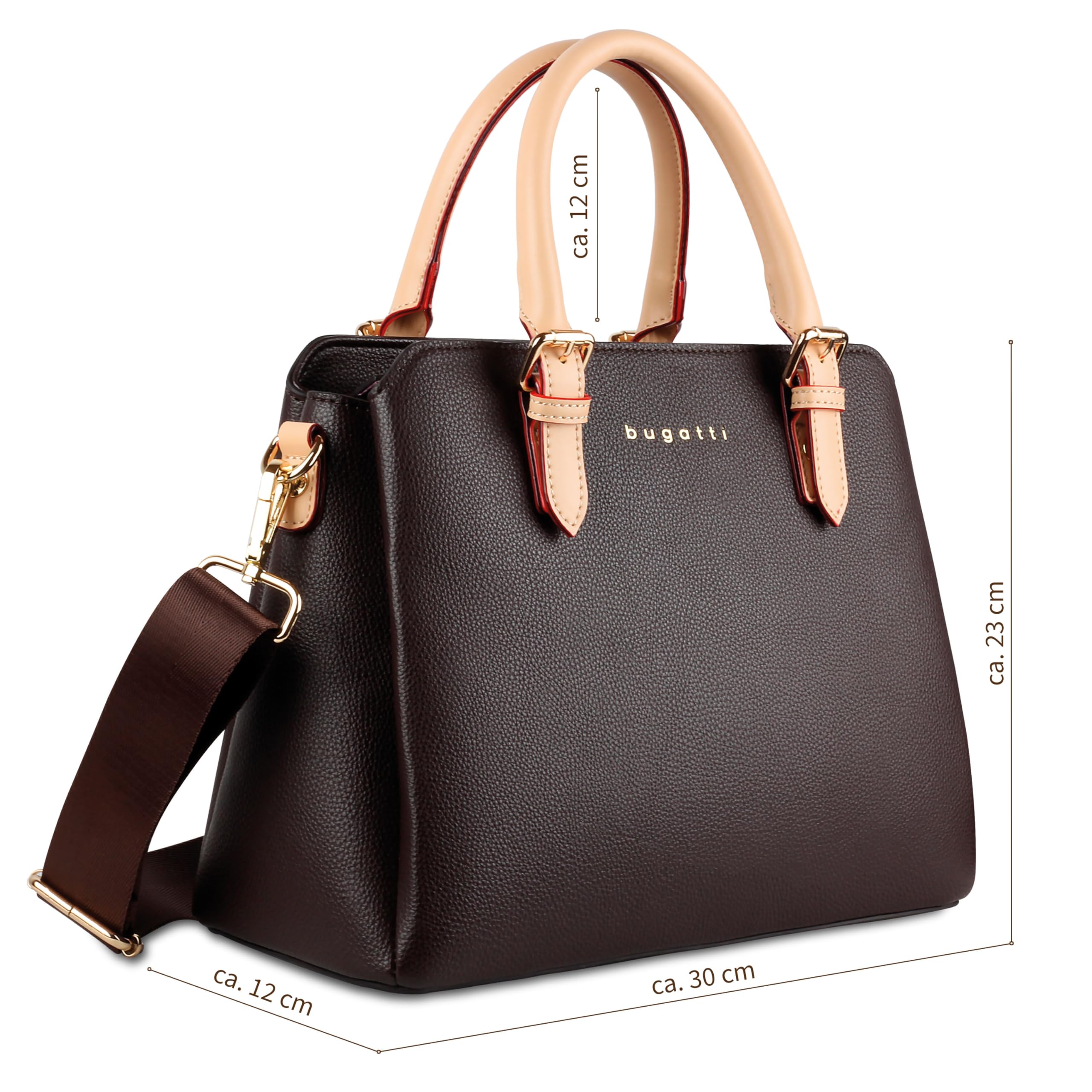 bugatti Ella Handtasche für Damen, Bowling Bag mittelgroß aus Kunstleder