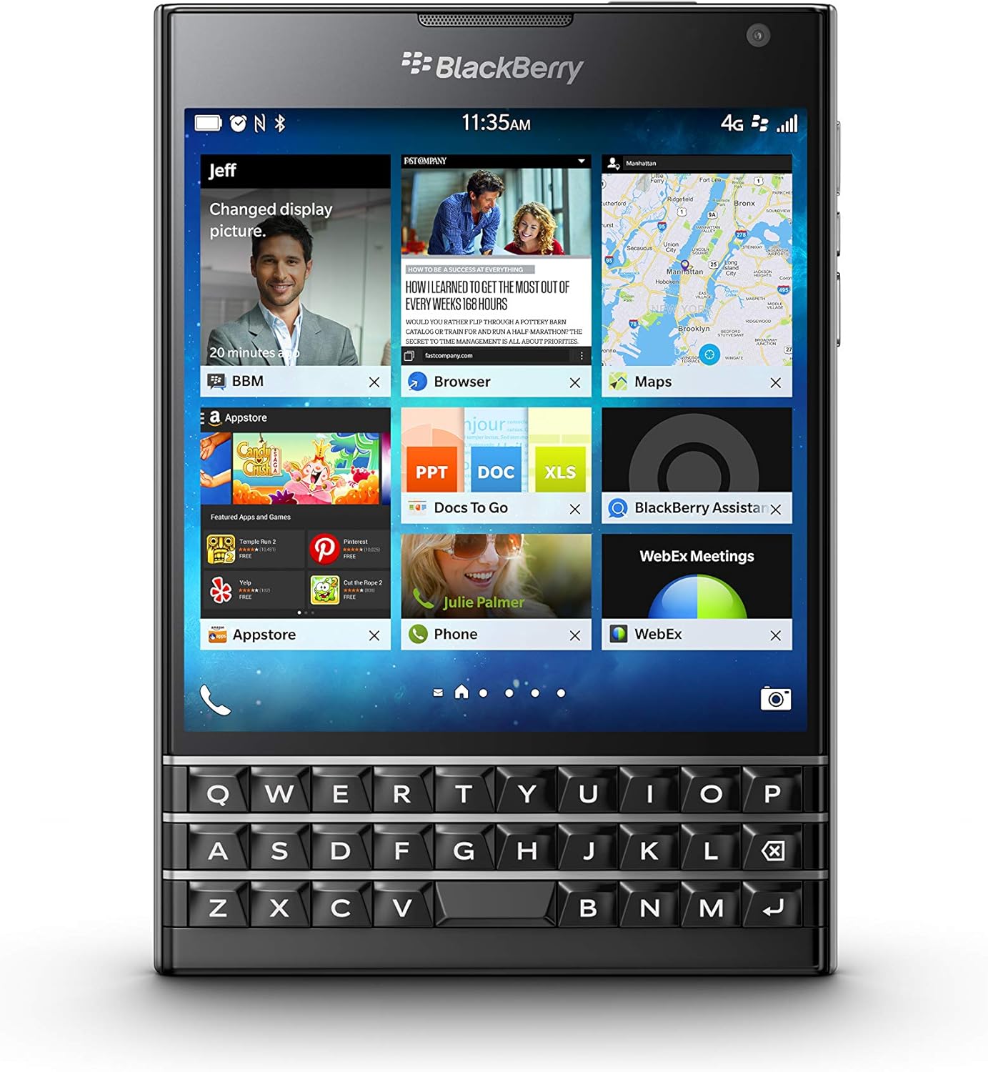 BlackBerry Passport with QWERTZ Keypad - 32GB 4.5" inch (GSM Only, No CDMA) Factory Unlocked 4G/LTE Smartphone (Black) - International Version