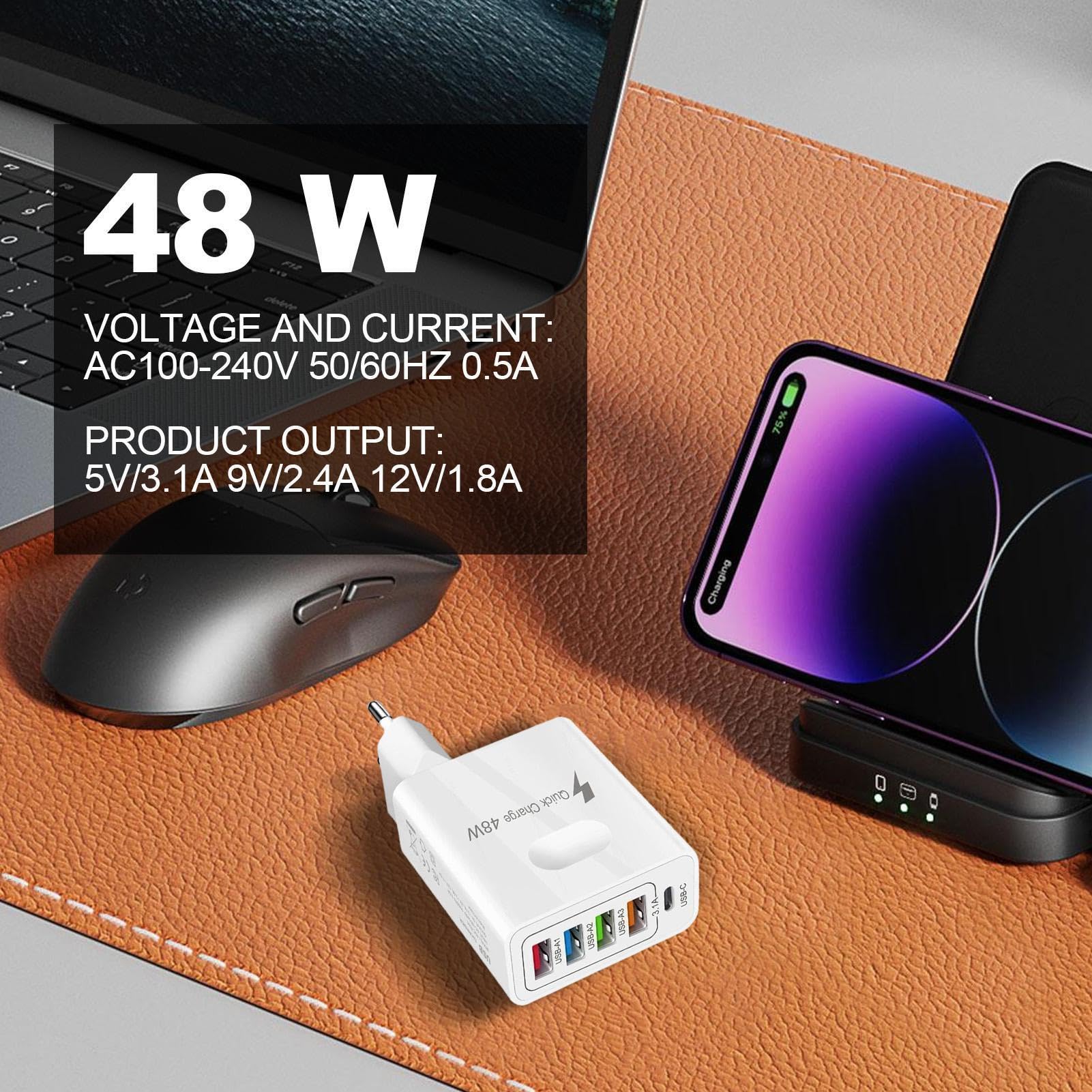 Cargador de pared para varios dispositivos, Cargador de teléfono de puerto