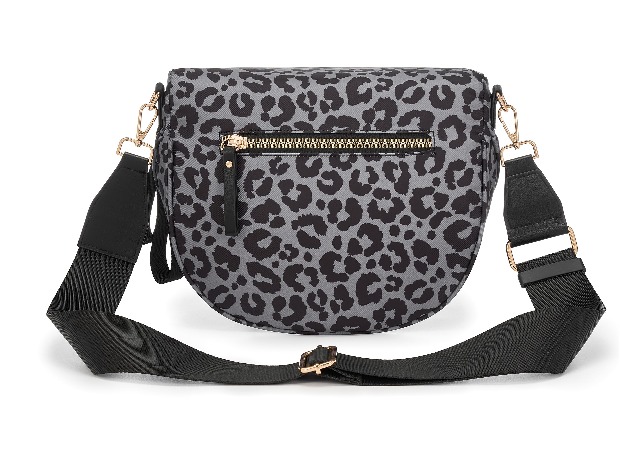 FEIBOON Spacious Nylon Crossbody Bag Bum Bag Handbags Wallets Purses Trendy Shoulder Bag for Women (Black and gray leopard) view 3