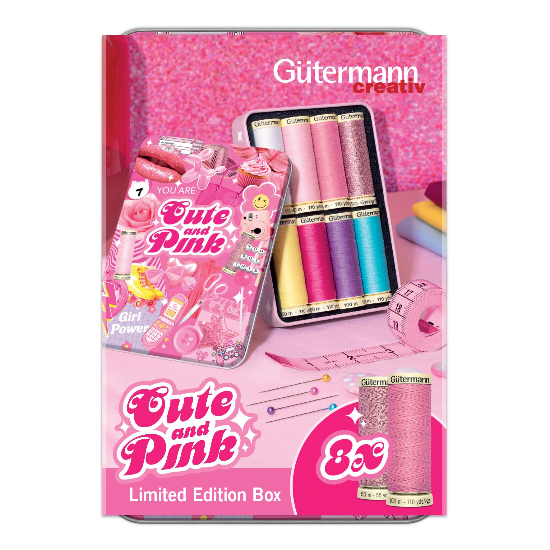 Gütermann Nähgarnbox Creativ Cute and Pink – Limitierte Edition, 8 Spulen