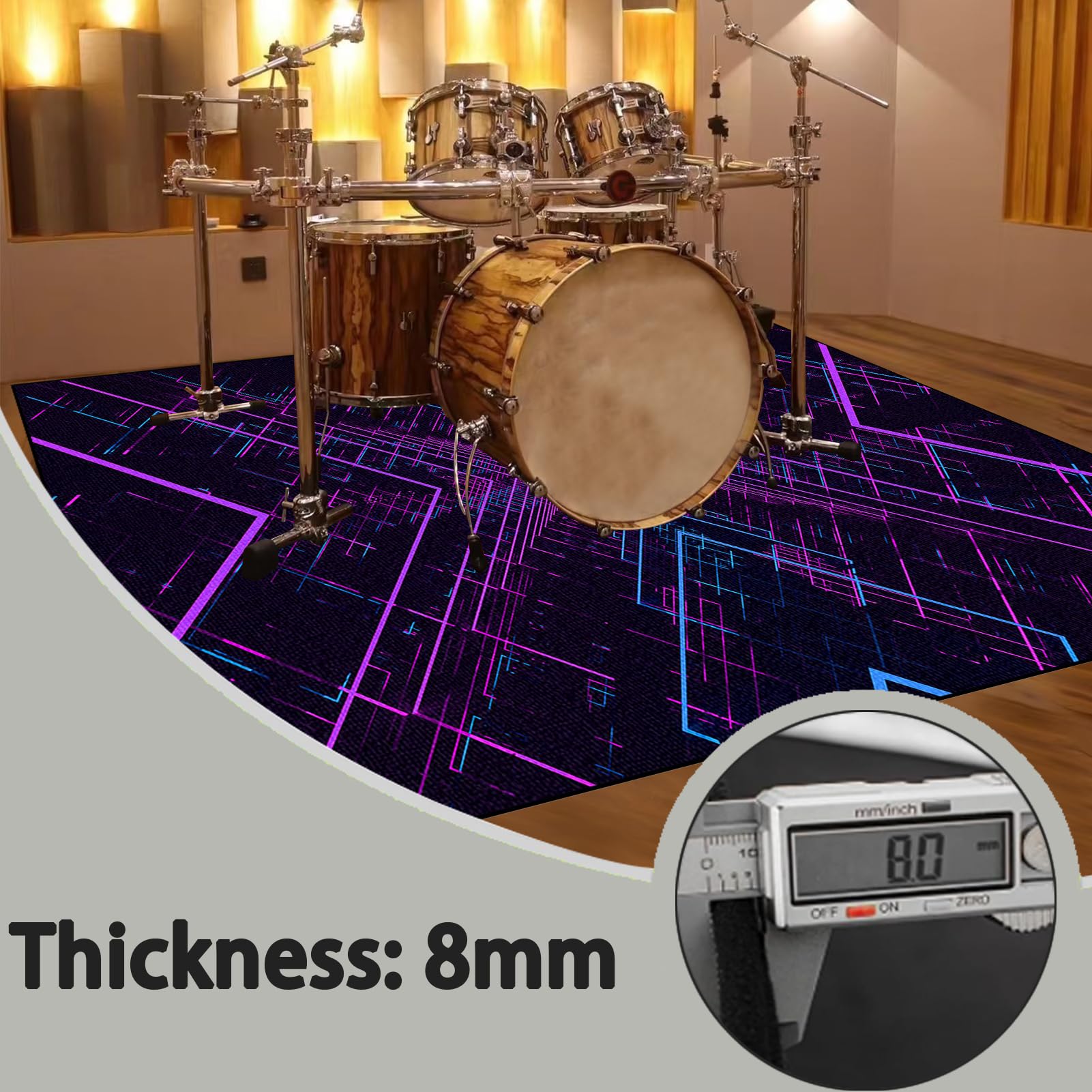 Dywan z baterią akustyczną, dźwiękoszczelny dywanik z baterią, elektroniczny dywanik do bębna basowego, antypoślizgowy do bębna basowego i innych elementów zestawu dywaników do dywanika 140 x 100 cm
