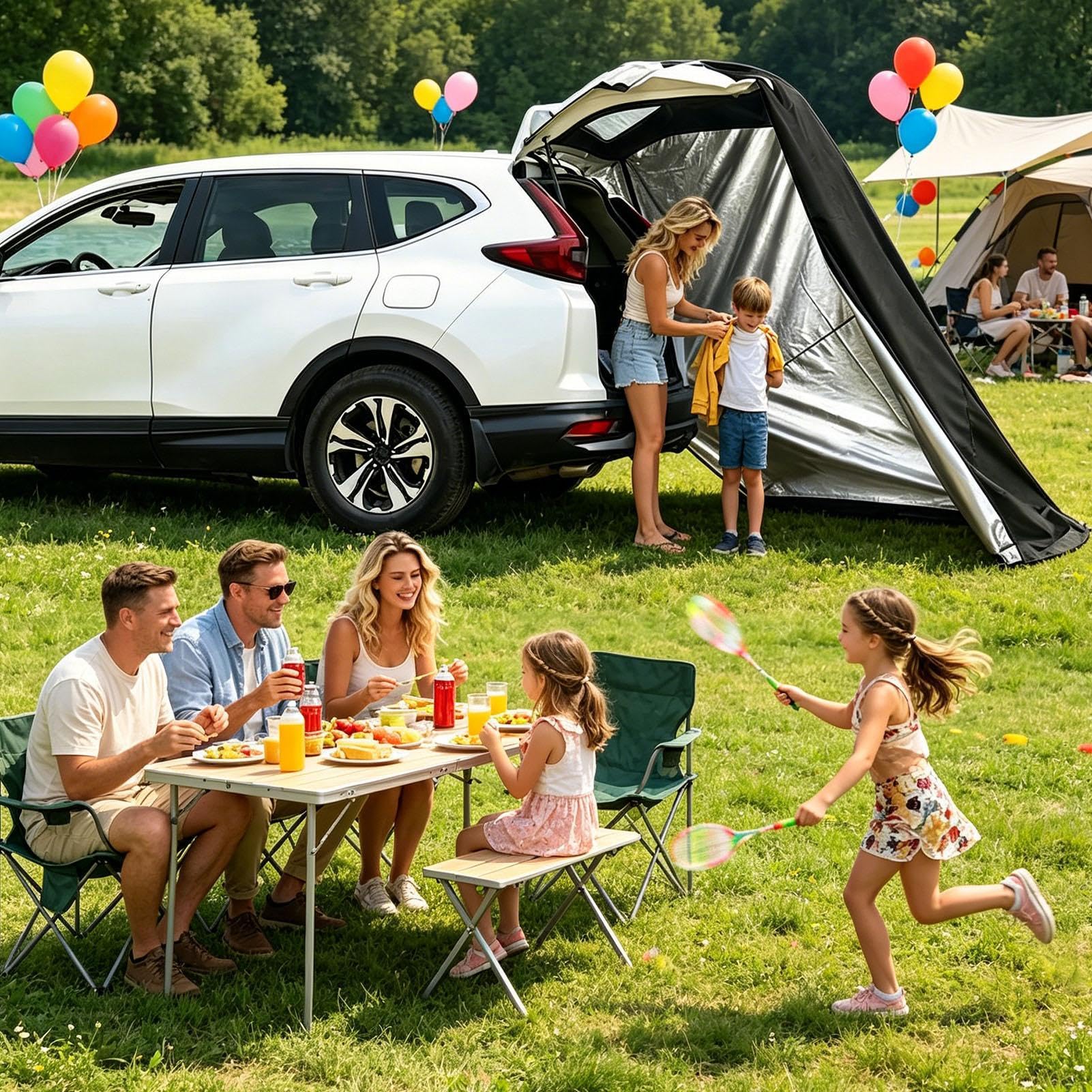 Generico Tenda per SUV da Coda Telo Cambio Bagagliaio Auto | Shelter per Portellone Auto per Camper Van Furgone Hatchback Rimorchio Campeggio Picnic Spiaggia Escursionismo Viaggio