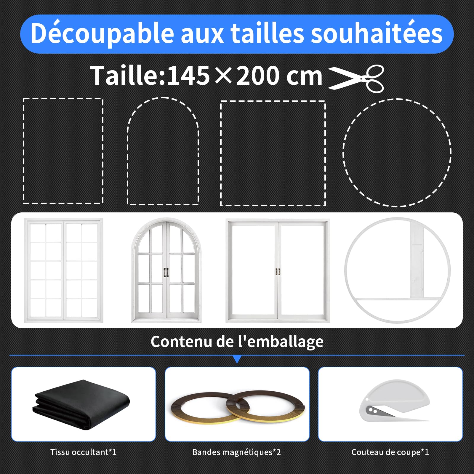 BKSAI Magnétique Store Occultant Fenetre sans Perçage Rideau Occultant