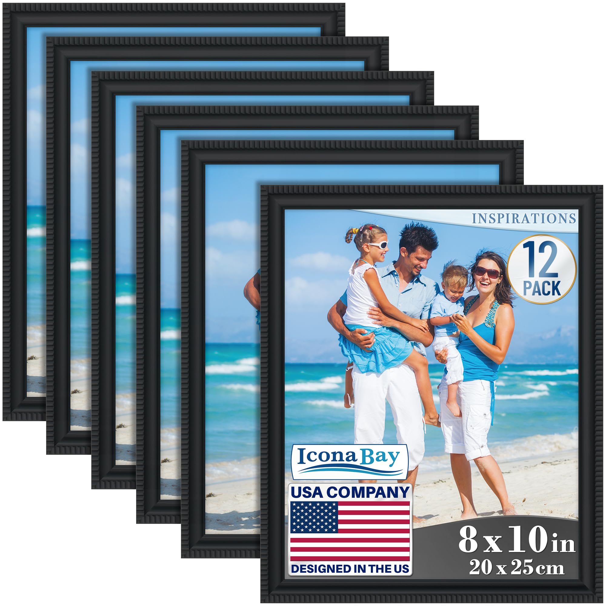 Cadres photo 20x25 cm Icona Bay lot de 12 à moulure détaillée noir
