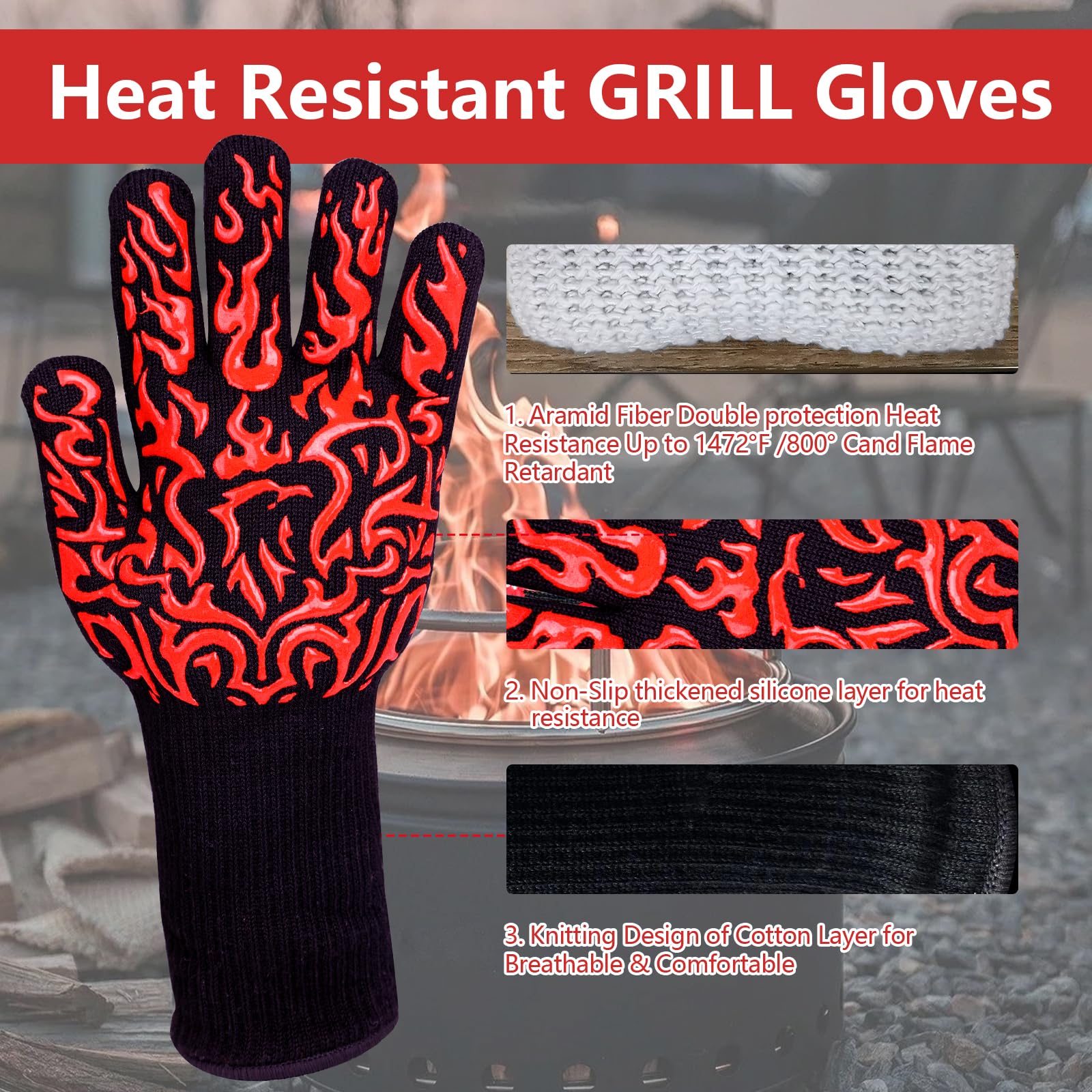 Amazon.com : UBeesize Lengthen BBQ Gloves (Phoenix), 1472°F Heat