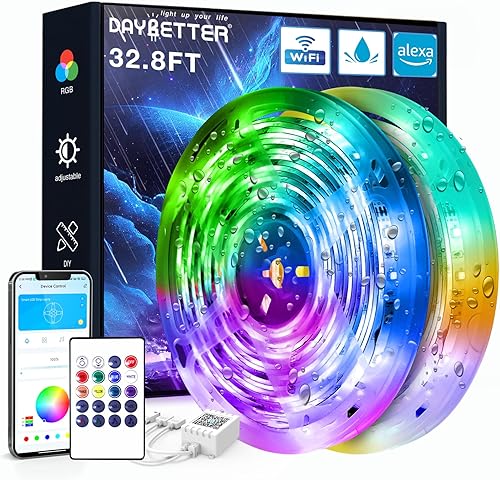 Miniatura 10 de DAYBETTER Tira de luces LED impermeables de 40 pies flexible cambio de color RGB con control remoto de 44 teclas y fuente de alimentación de 12