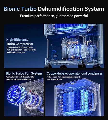 Miniatura 2 de Deshumidificadores de 1500 pies cuadrados para el hogar, deshumidificador de 30 pintas para sótano con manguera de drenaje, control inteligente por