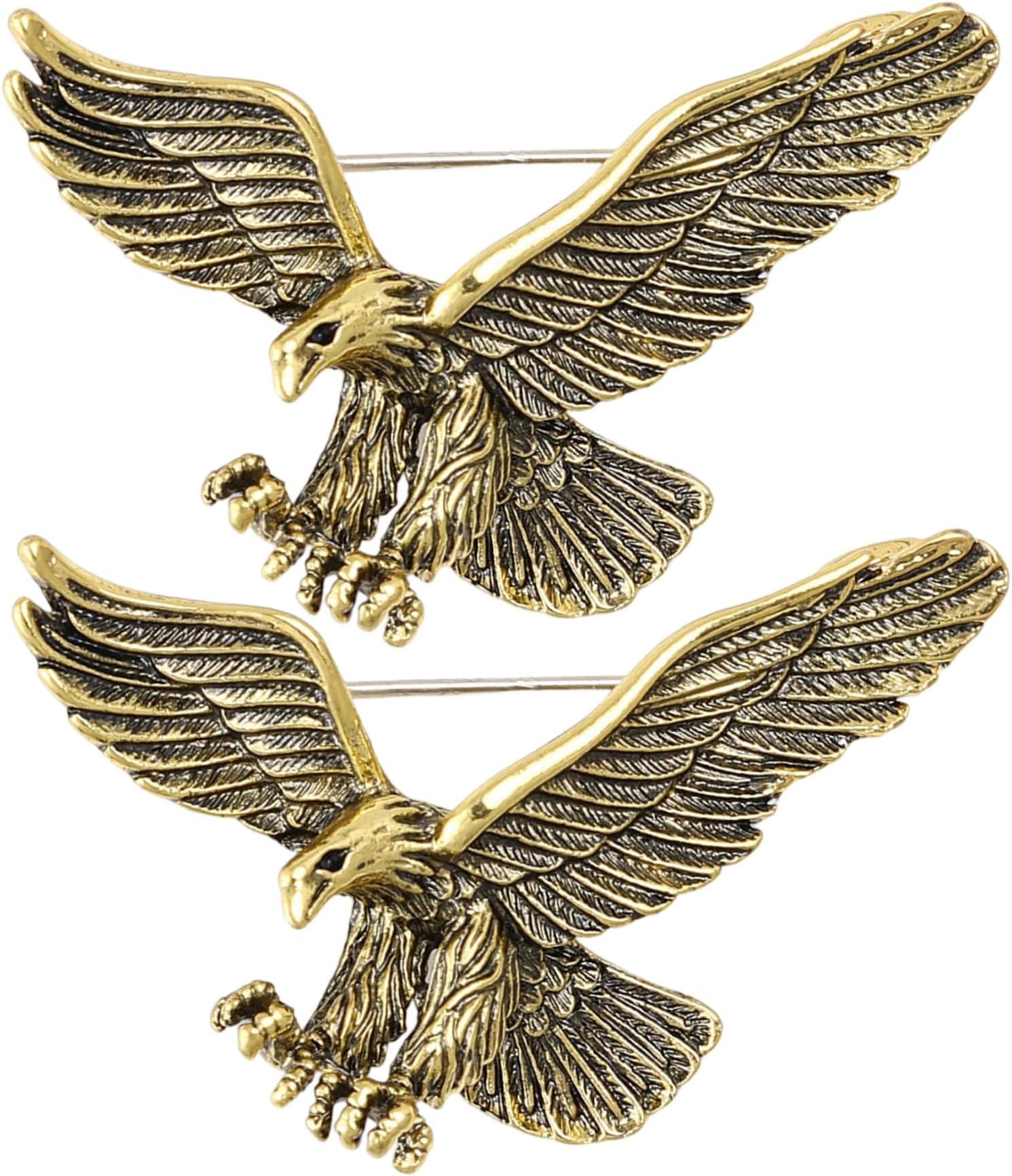 2Pcs Lapel Pin for Men, Golden Vintage Eagle Shape Lapel Pin, Brooch Pins for Career Suit Tuxedo of Shirts Tie Hat Scarf for Boyfriend Father Birthday