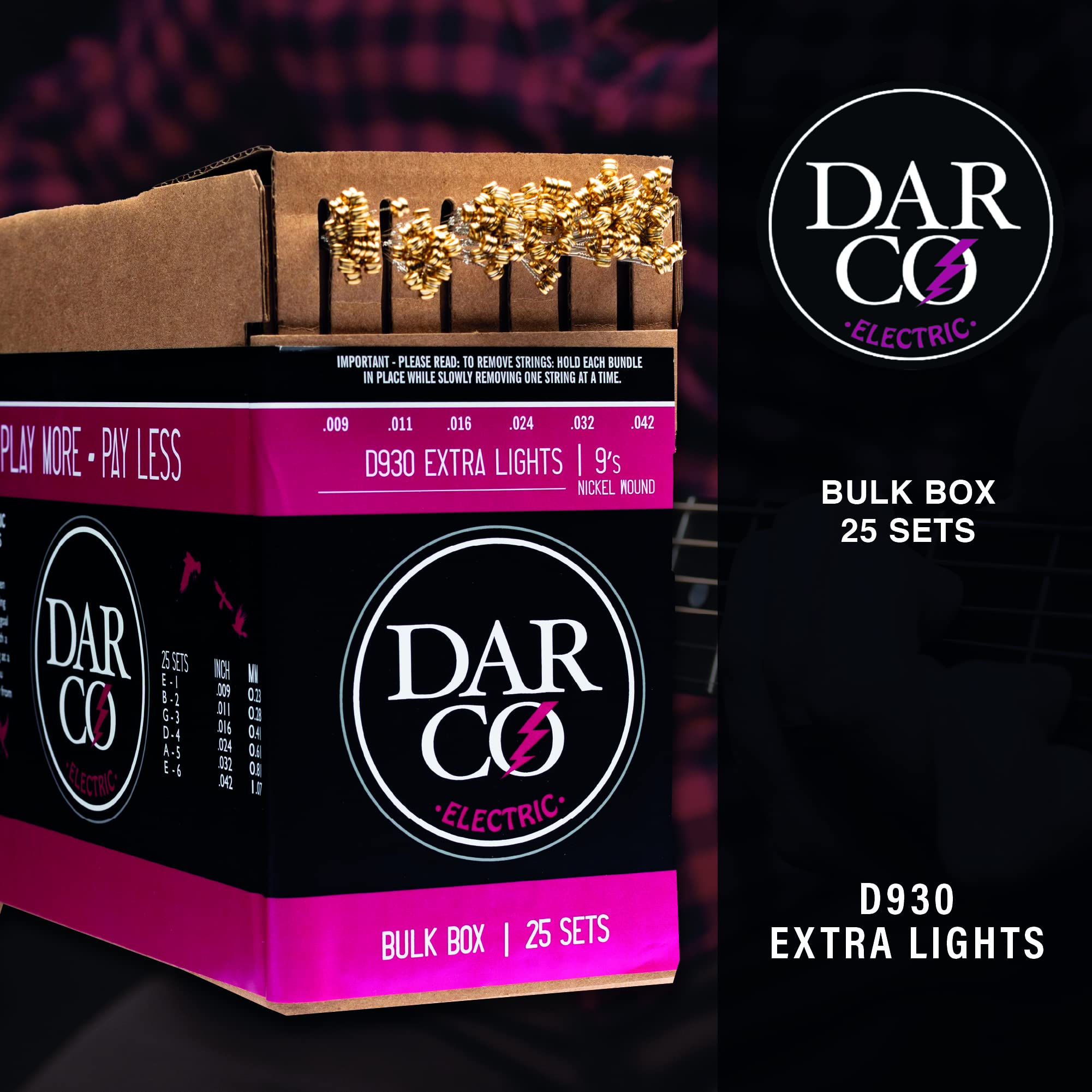DARCO - Box da 25 Mute di corde Darco Electric Extra Light Nickel Wound 9-42.