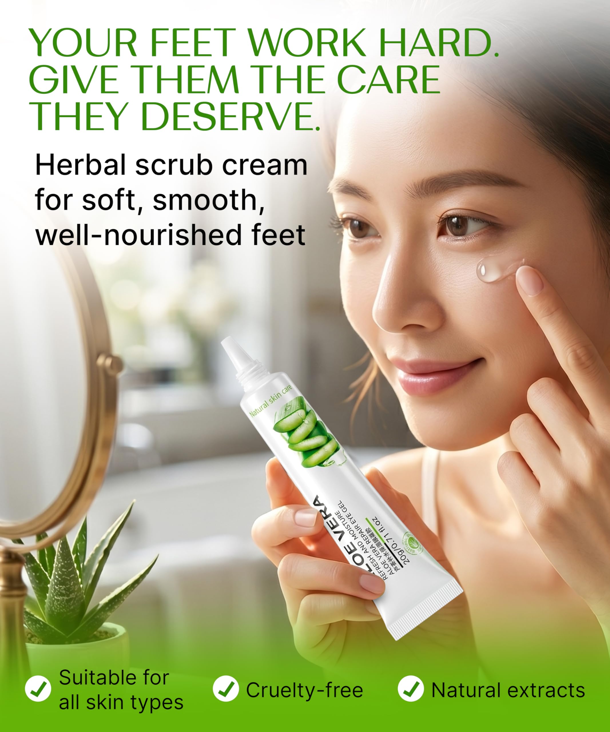 BIOAQUA Crema gel contorno occhi idratante all'aloe vera Riduce le occhiaie Idrata Borse senza occhi Garantite 20 g