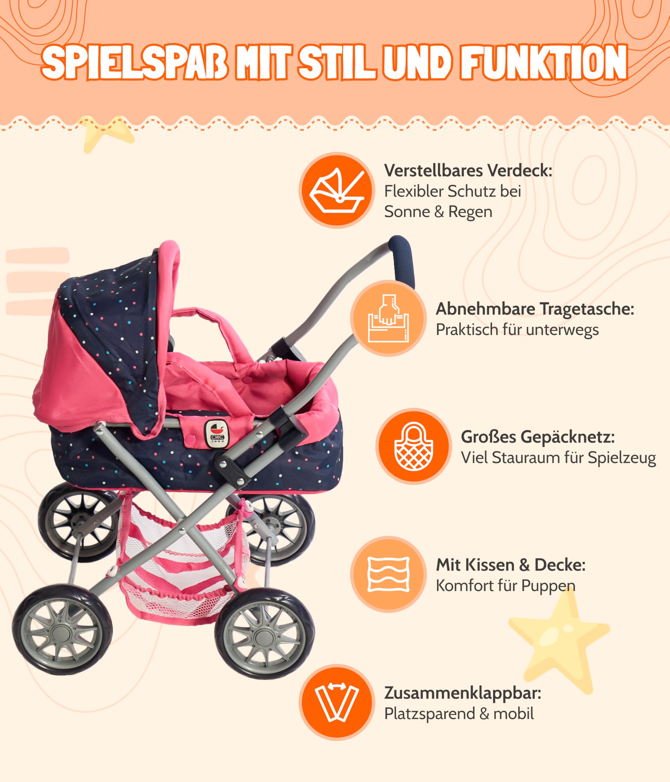Bayer Chic 2000 - Poppenwagen Jogger Lola – Flowers Lila