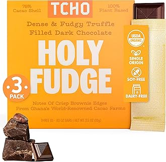 Holy Fudge 76% Dark Chocolate Bars (3 pack) | Single Origin, Plant Based, Organic & Fair Trade, | Non GMO, Non-Dairy, Vegan, Soy Free (2.5oz each)