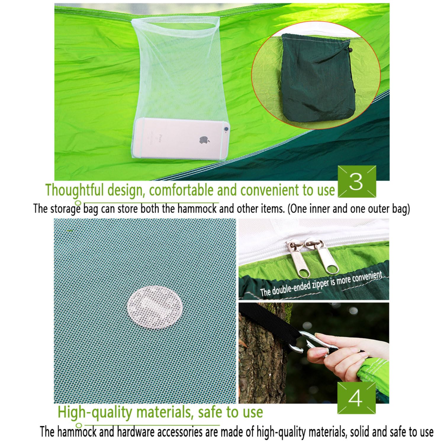 Hängematte Outdoor Hängematte Campinghängematte mit Moskitonetz 200kg Belastbarkeit für 2 Personen Robuste Tragbare Hängematte Ultraleicht Hammockfür Camping Garten Survival Wander
