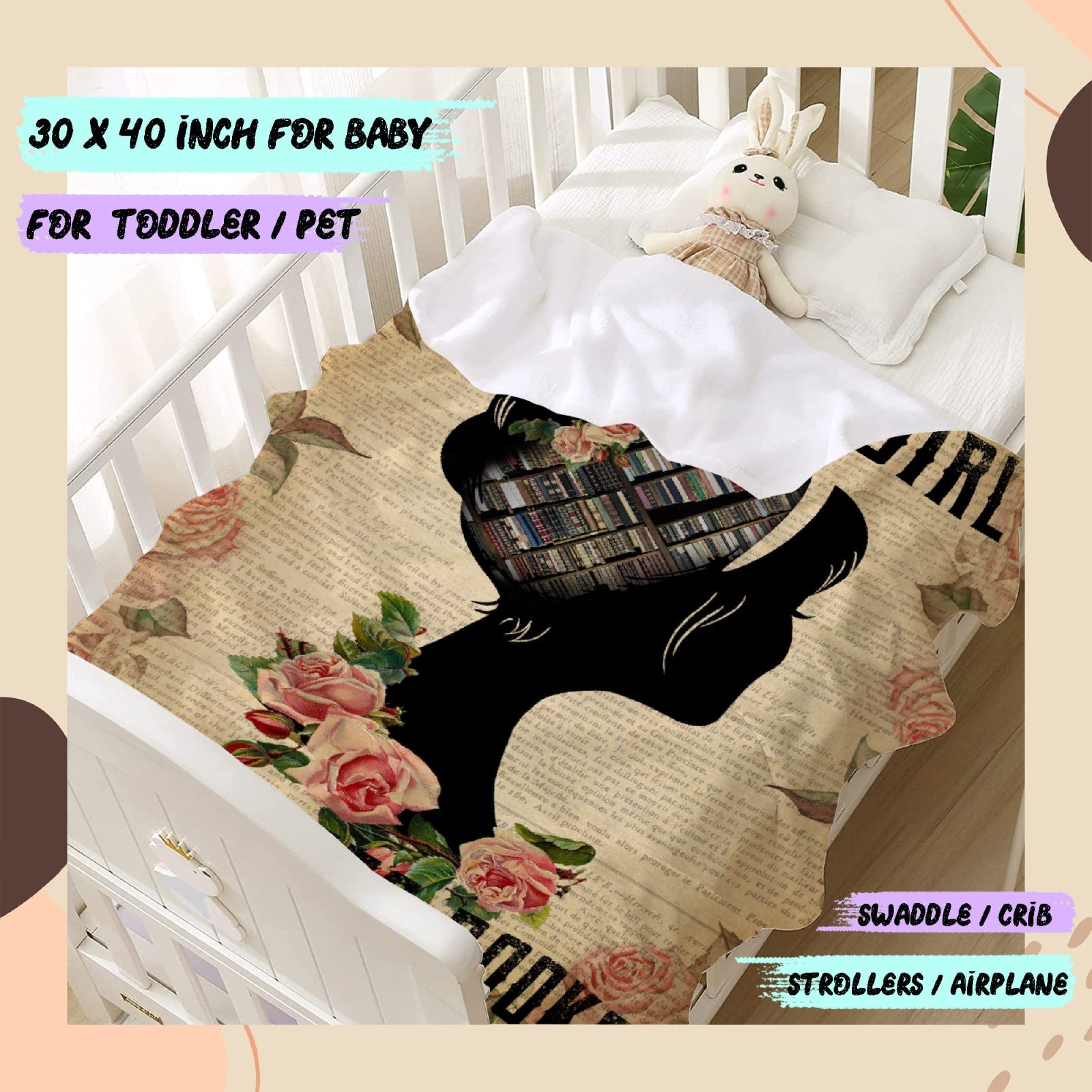 ARTBLANKET Just A Girl Who Loves Books Throw Blanket Fannel Fleece Super Soft Funny Blanket Travel Throw Blanket for Bed Couch Sofa 60 x 50 Inch for Teen