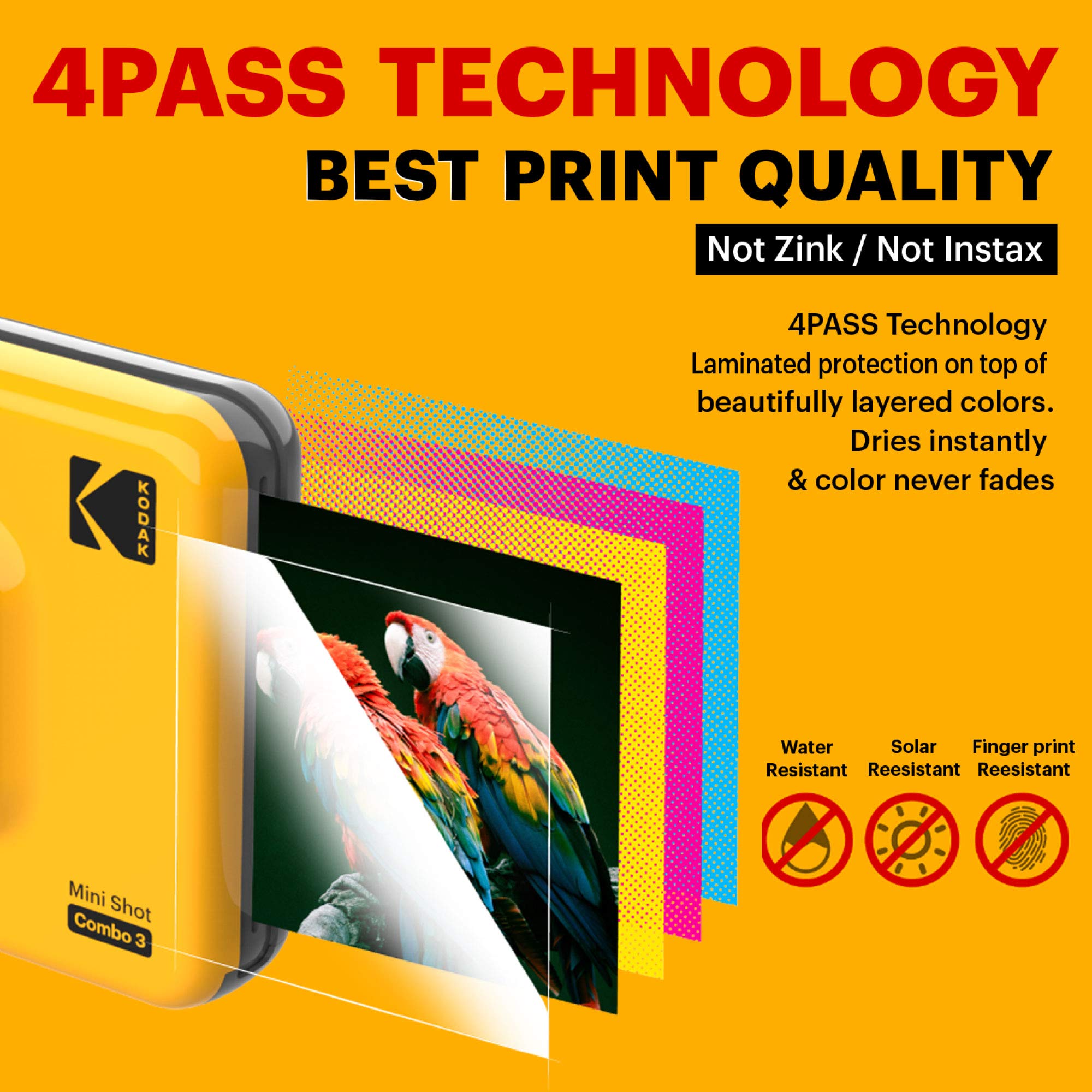 【Kodak】P500 インスタントプリンター イエロー Kodak コダック インスタントカメラプリンター Mini Shot Combo